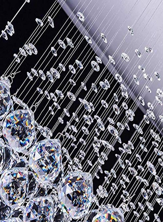 CRYSTA WORLD 4-Lights Modern Chandelier K9 Crystal Chandelier Light Fixture,Modern Flush Mount Ceiling Light Fixtures Raindrop Chandelier for Bedroom,Dining Room,Living Room,H24 x D12 - Image 2